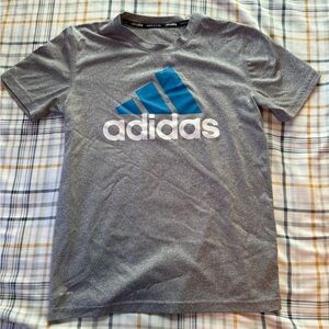 adidas Gray and Blue Kids Short Sleeve Tee